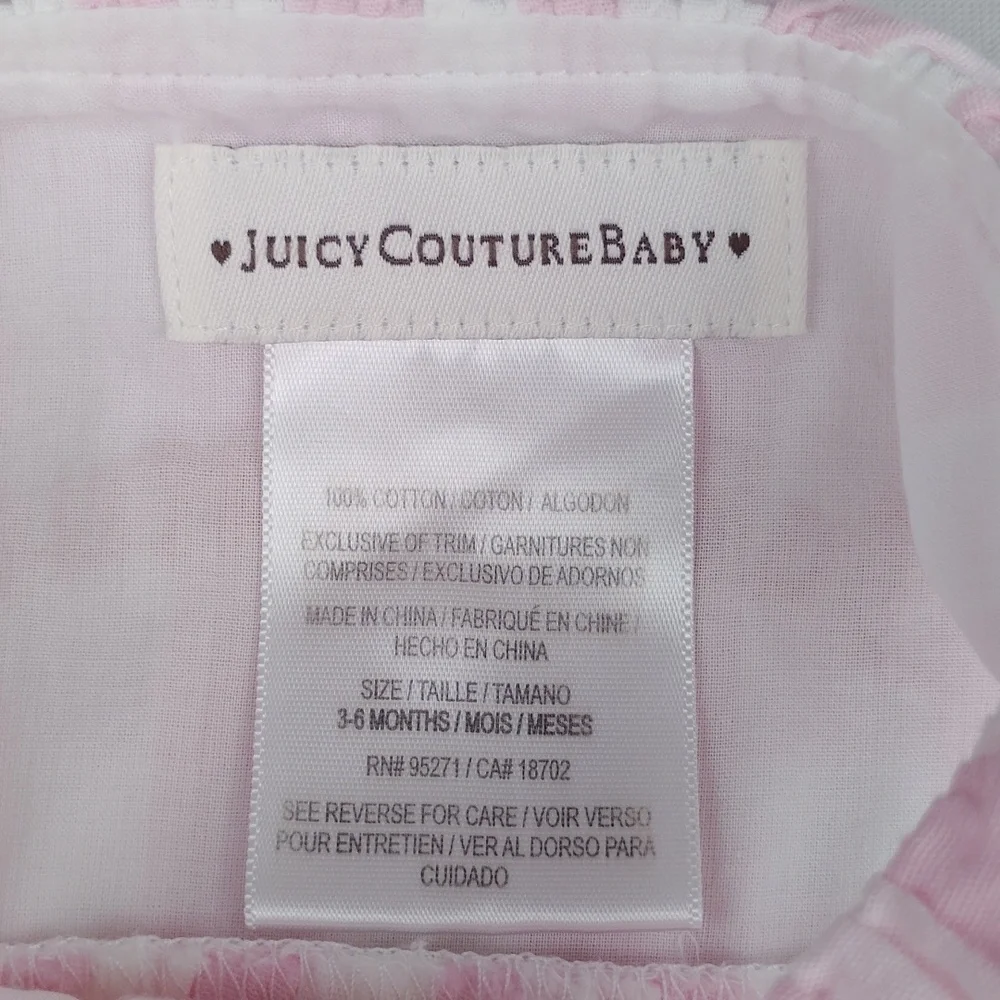 Juicy Couture Light Pink Gingham Ruffled Dress And Pants Set.